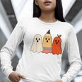 Retro Pencil Ghost Boo Spooky Teacher Halloween Costume Women Long Sleeve T-Shirt, funny gift