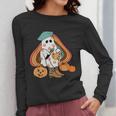 Art Teacher Painting Brushes Retro Pumpkin Ghost Artist Women Long Sleeve T-Shirt, funny design