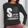 Christian Teacher S Is For Sunday School Essentials Women Long Sleeve T-Shirt, funny design Christian Teacher S Is For Sunday School Essentials Women Long Sleeve T-Shirt, funny design
