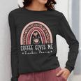 Coffee Gives Me Teacher Powers Leopard Rainbow Teacher Women Long Sleeve T-Shirt, funny design
