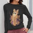 Coquette Music Note Patchwork Ghost Music Teacher Halloween Women Long Sleeve T-Shirt, funny design