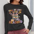 Fall In Love With Reading Halloween Stack Of Book Teacher Women Long Sleeve T-Shirt, funny design