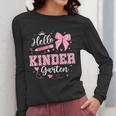 First Day Of School Teacher Girl Coquette Hello Kindergarten Women Long Sleeve T-Shirt, funny design First Day Of School Teacher Girl Coquette Hello Kindergarten Women Long Sleeve T-Shirt, funny design