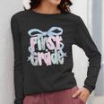 First Grade Coquette Bow Girls Teacher Team 1st Grade Squad Women Long Sleeve T-Shirt, First Grade Teacher Gifts, funny design