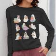 Ghost Book Reading Halloween Books Lover Teacher Kids Women Long Sleeve T-Shirt, funny design