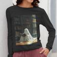 Ghost Library Halloween Book Reading Books Lover Teacher Women Long Sleeve T-Shirt, funny design Ghost Library Halloween Book Reading Books Lover Teacher Women Long Sleeve T-Shirt, funny design