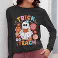 Groovy Halloween Trick Or Teach Retro Floral Ghost Teacher For Men Women Kids Women Long Sleeve T-Shirt, Groovy Teacher Gifts, funny design Groovy Halloween Trick Or Teach Retro Floral Ghost Teacher For Men Women Kids Women Long Sleeve T-Shirt, Groovy Teacher Gifts, funny design