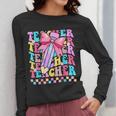 Groovy Teacher Cute Coquette Bow Flower Retro Back To School Women Long Sleeve T-Shirt, Groovy Teacher Gifts, funny design Groovy Teacher Cute Coquette Bow Flower Retro Back To School Women Long Sleeve T-Shirt, Groovy Teacher Gifts, funny design