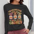Groovy Thanksgiving With My Gnomie Women Teacher Fall Gnome Women Long Sleeve T-Shirt, Groovy Teacher Gifts, funny design