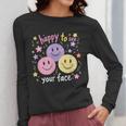 Happy To See Your Face Smile Face Teacher Back To School Women Long Sleeve T-Shirt, funny design Happy To See Your Face Smile Face Teacher Back To School Women Long Sleeve T-Shirt, funny design