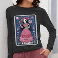 La Maestra Halloween Mexican Bingo Card Teacher Lottery Card Women Long Sleeve T-Shirt, funny design La Maestra Halloween Mexican Bingo Card Teacher Lottery Card Women Long Sleeve T-Shirt, funny design