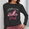In October We Wear Pink Apple Teacher Daisy Breast Cancer Women Long Sleeve T-Shirt, funny design In October We Wear Pink Apple Teacher Daisy Breast Cancer Women Long Sleeve T-Shirt, funny design