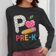 P Is For Pre K Teacher Student Pencil Apple Back To School Women Long Sleeve T-Shirt, funny design P Is For Pre K Teacher Student Pencil Apple Back To School Women Long Sleeve T-Shirt, funny design