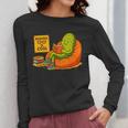 Pickle Reading Books Bookworm Teacher Librarian Kids Retro Women Long Sleeve T-Shirt, funny design