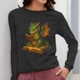Reading Dragon Shirt For Bookish Teacher Librarian Bookworm Women Long Sleeve T-Shirt, funny design