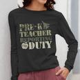 Retro Back To School Women Old Camo Pre-K Teacher Women Long Sleeve T-Shirt, funny design