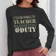 Retro Back To School Women Old Camo Preschool Teacher Women Long Sleeve T-Shirt, funny design