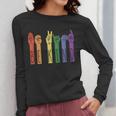 Retro Be Kind ASL Deaf Teacher Sign Language Gay Pride Women Long Sleeve T-Shirt, funny design