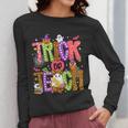Retro Trick Or Teach Leopard Ghost Halloween Spooky Teacher Women Long Sleeve T-Shirt, funny design Retro Trick Or Teach Leopard Ghost Halloween Spooky Teacher Women Long Sleeve T-Shirt, funny design