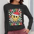 Santas Favorite Teacher Retro Groovy Smile Face Christmas Women Long Sleeve T-Shirt, Groovy Teacher Gifts, funny design Santas Favorite Teacher Retro Groovy Smile Face Christmas Women Long Sleeve T-Shirt, Groovy Teacher Gifts, funny design