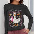 Silly Goose Teacher Club Animal Lover Groovy Teacher Women Long Sleeve T-Shirt, Groovy Teacher Gifts, funny design