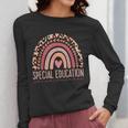 Special Education Shirt Teacher SPED Leopard Boho Rainbow Women Long Sleeve T-Shirt, funny design