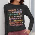 SPED Caffeinate Advocate Laminate Educate Teacher Facilitate For Men Women Women Long Sleeve T-Shirt, funny design SPED Caffeinate Advocate Laminate Educate Teacher Facilitate For Men Women Women Long Sleeve T-Shirt, funny design