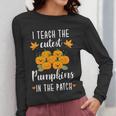 I Teach The Cutest Pumpkins In The Patch Halloween Teacher Women Long Sleeve T-Shirt, funny design