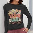 Teach Love Inspire Retro Groovy Daisy Back To School Teacher For Men Women Kids Women Long Sleeve T-Shirt, Groovy Teacher Gifts, funny design