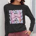 Teacher Bow Pencil Flowers Teacher Back To School Women Long Sleeve T-Shirt, funny design Teacher Bow Pencil Flowers Teacher Back To School Women Long Sleeve T-Shirt, funny design