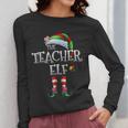The Teacher Elf Shirt Matching Family Christmas Elf Men Women Kids Women Long Sleeve T-Shirt, funny design