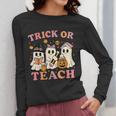 Teacher Halloween Trick Or Teach Cute Ghost Coffee Pumpkins Women Long Sleeve T-Shirt, funny design