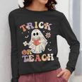 Teacher Halloween Trick Or Teach Floral Ghost Women Long Sleeve T-Shirt, funny design Teacher Halloween Trick Or Teach Floral Ghost Women Long Sleeve T-Shirt, funny design