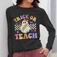 Trick Or Teach Groovy Halloween Teachers Women Long Sleeve T-Shirt, funny design