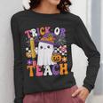 Trick Or Teach Teacher Pencil Ghost Halloween Teacher Women Long Sleeve T-Shirt, funny design