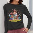 Turkey Reading Books Fall Season Thanksgiving Teacher Book Women Long Sleeve T-Shirt, funny design