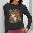 Vintage Ghost Book Reading Pumpkin Gothic Halloween Teachers Women Long Sleeve T-Shirt, funny design