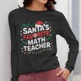 Xmas Lighting Santa's Favorite Math Teacher Christmas Women Long Sleeve T-Shirt, funny design