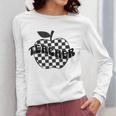Back To School Checkered Apple Teacher Checkerboard Teacher For Men Women Girls Kids Women Long Sleeve T-Shirt, funny design