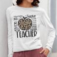 Back To School Teacher Life Apple Leopard Teacher Women Women Long Sleeve T-Shirt, funny design