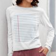 College Ruled Lined Paper Student Teacher Professor Costume Women Long Sleeve T-Shirt, funny design