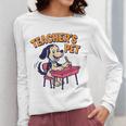 Cute Elementary School Student Dog Teacher's Pet Women Long Sleeve T-Shirt, funny design