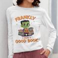 Cute Halloween Teacher Librarian Frankenstein Reading Books Women Long Sleeve T-Shirt, funny design