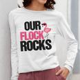 Our Flock Rocks Flamingo Mother's Day Teacher Women Long Sleeve T-Shirt, funny design