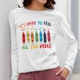 Its Okay To Feel All The Feels Mood Color Crayons Teacher Women Long Sleeve T-Shirt, funny design Its Okay To Feel All The Feels Mood Color Crayons Teacher Women Long Sleeve T-Shirt, funny design