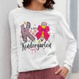 K Is For Kindergarten Teacher Coquette Bow Back To School Women Long Sleeve T-Shirt, funny design K Is For Kindergarten Teacher Coquette Bow Back To School Women Long Sleeve T-Shirt, funny design