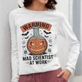 Mad Scientist Pumpkin Science Teacher Halloween Costume Kids Women Long Sleeve T-Shirt, Science Teacher Gifts, funny design