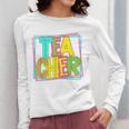 Neon Retro Teacher Cute Teacher Team New Teacher Back To Sch Women Long Sleeve T-Shirt, funny design