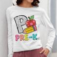 P Is For Pre-K Teacher Pencil Apple Back To School Women Long Sleeve T-Shirt, funny design P Is For Pre-K Teacher Pencil Apple Back To School Women Long Sleeve T-Shirt, funny design