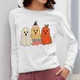 Retro Pencil Ghost Boo Spooky Teacher Halloween Costume Women Long Sleeve T-Shirt, funny design